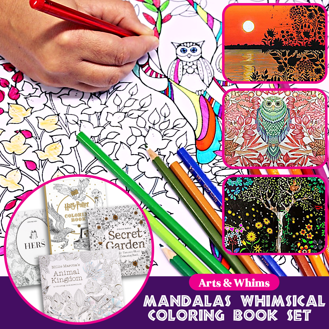 Arts & Whims Mandalas Whimsical Coloring Book Set
