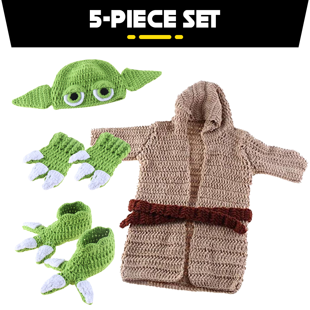 Cutesy Hand-Knit Baby Yoda Costume Set (0-6 Months)