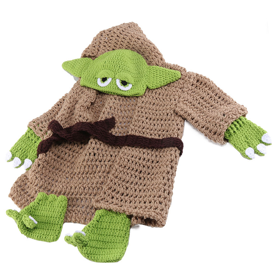 Cutesy Hand-Knit Baby Yoda Costume Set (0-6 Months)