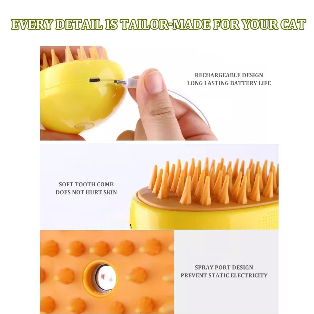 Pet Fusion 3-in-1: Pet Steam Brush, Massage Magic, Hair-Free Haven