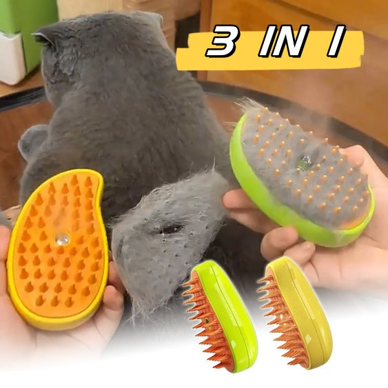 Pet Fusion 3-in-1: Pet Steam Brush, Massage Magic, Hair-Free Haven