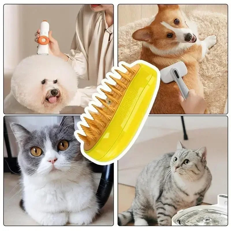 Pet Fusion 3-in-1: Pet Steam Brush, Massage Magic, Hair-Free Haven