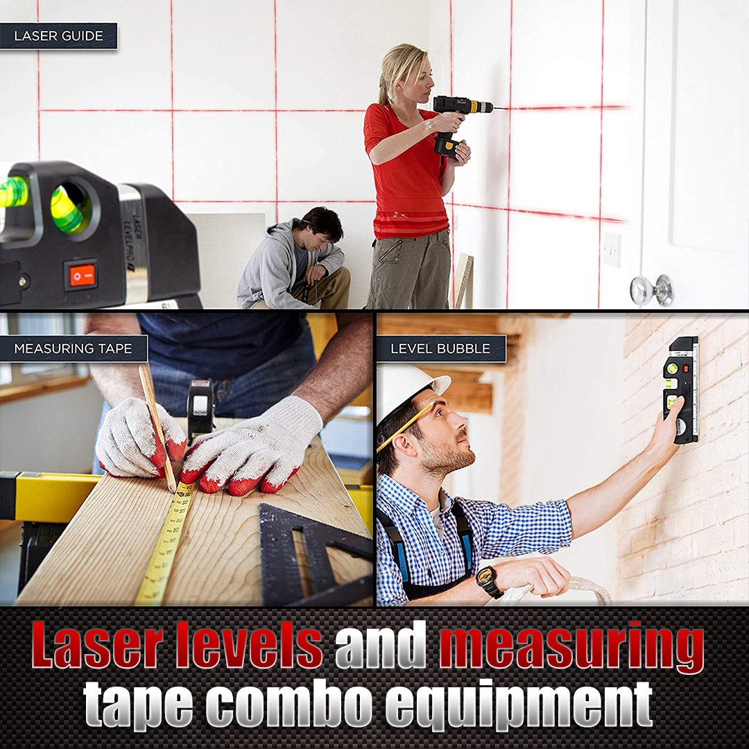 HomeLife 4-in-1 Laser Level Cross Line Ruler