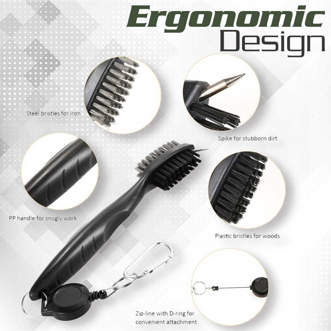 GolfClub+ Cleaning Brush with Retractable Clip