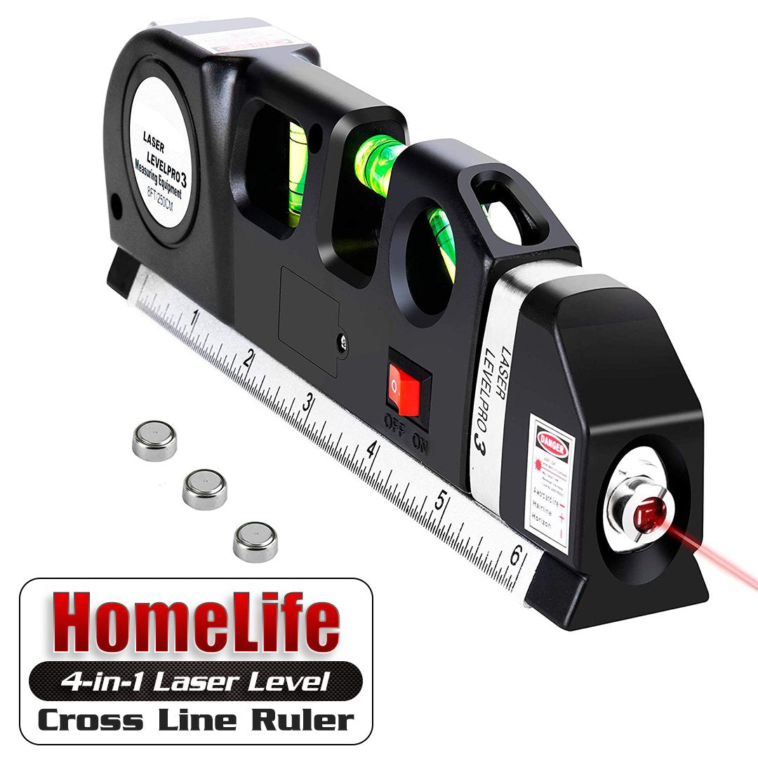 HomeLife 4-in-1 Laser Level Cross Line Ruler