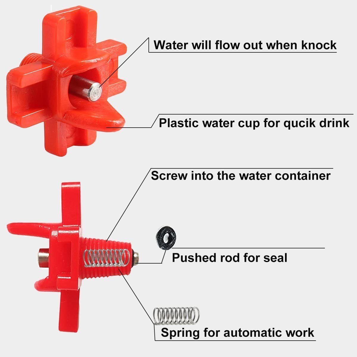 Horizontal Side Mount DIY Chicken & Poultry Animals Water Feeder