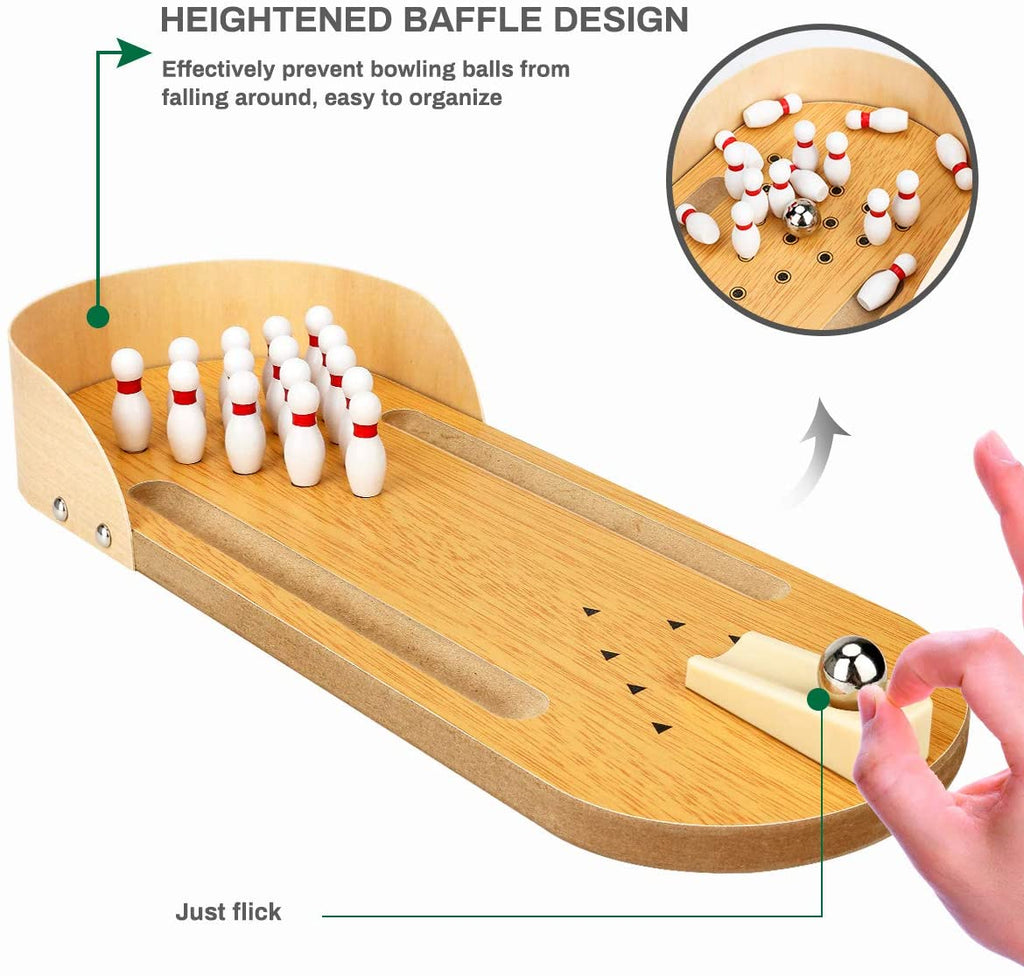 Small Strikes Mini Wooden Desktop Bowling Game