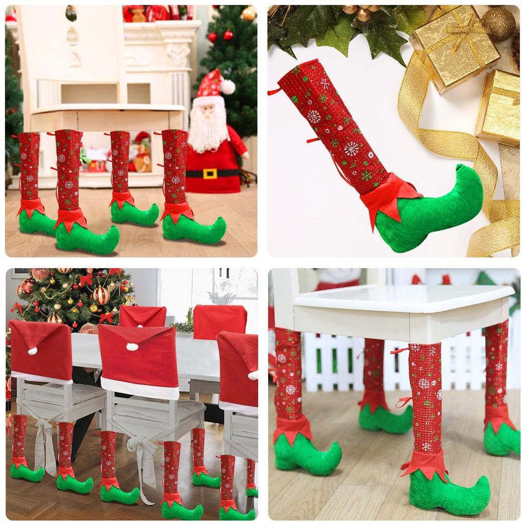 JollyMiinx Christmas Table Chair Leg Cover