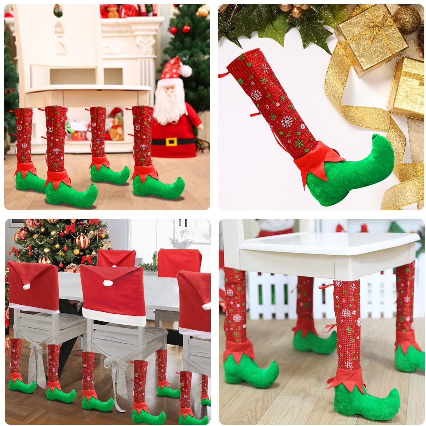 JollyMiinx Christmas Table Chair Leg Cover