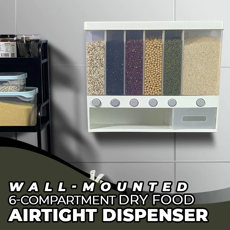 Wall-mounted 6-Compartment Dry Food Airtight Dispenser