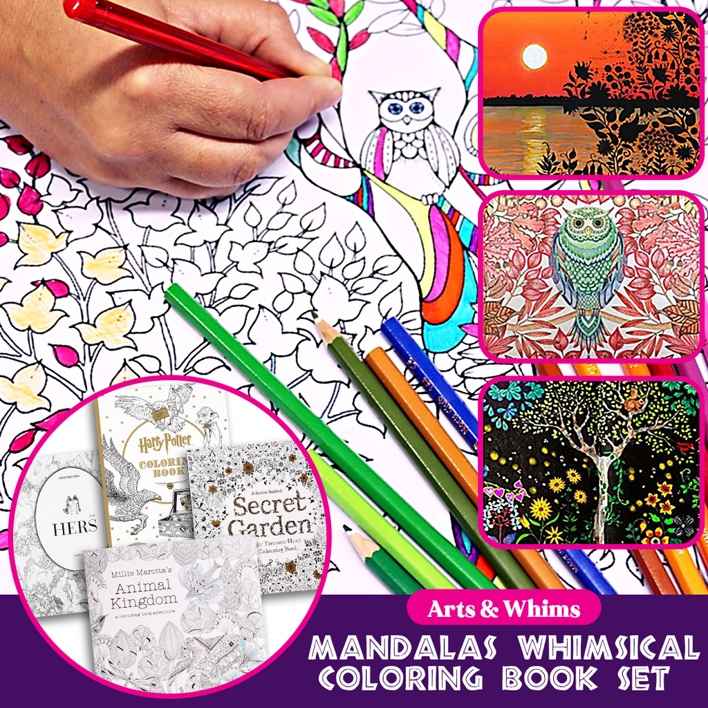 Arts & Whims Mandalas Whimsical Coloring Book Set