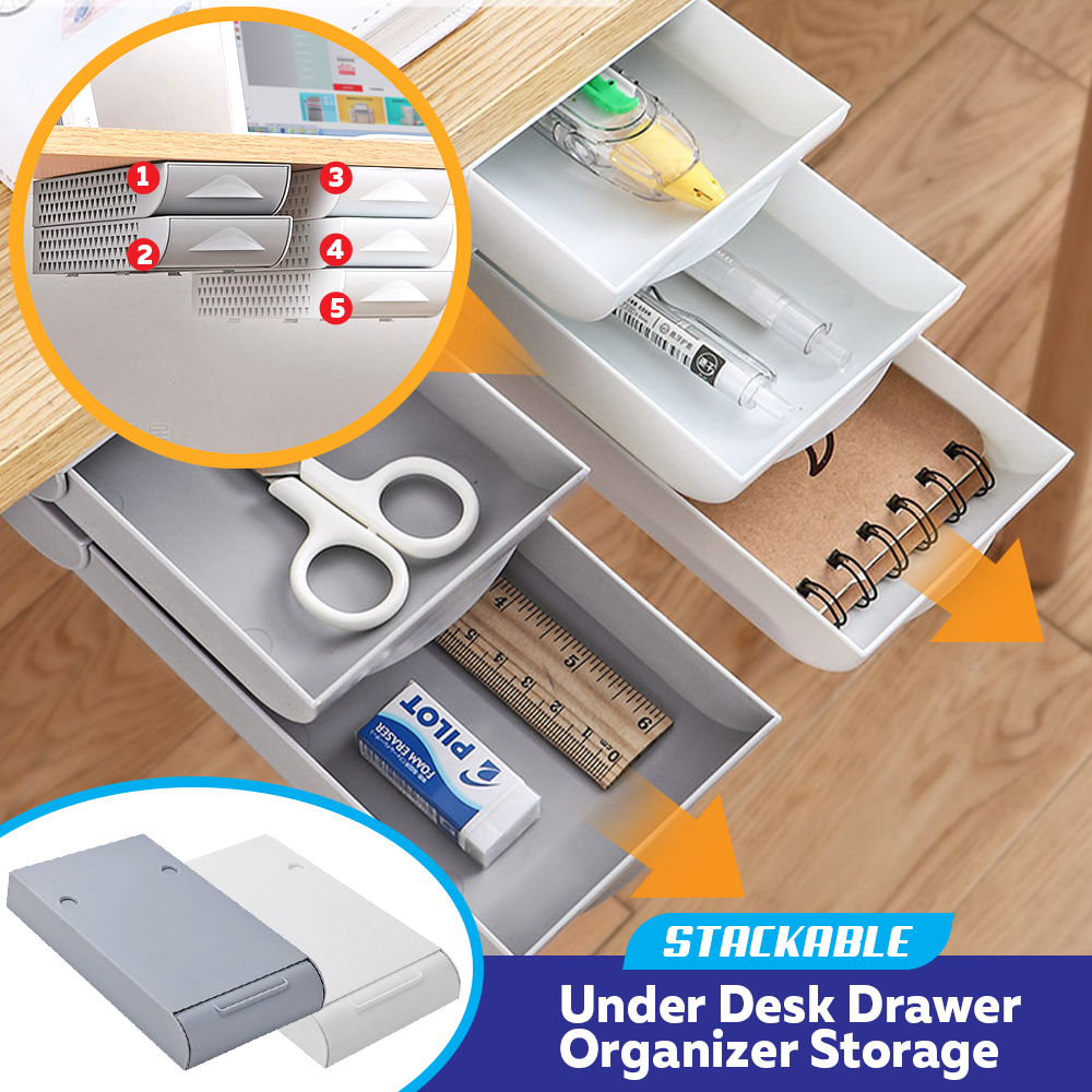 STACKABLE Under Desk Drawer Organizer Storage