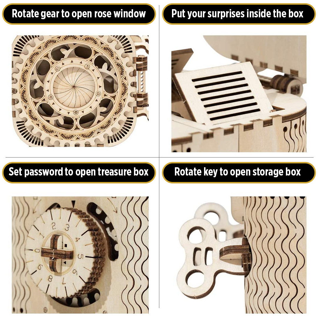 HJY DIY Wooden Puzzle Lock Box