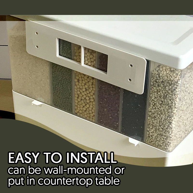Wall-mounted 6-Compartment Dry Food Airtight Dispenser