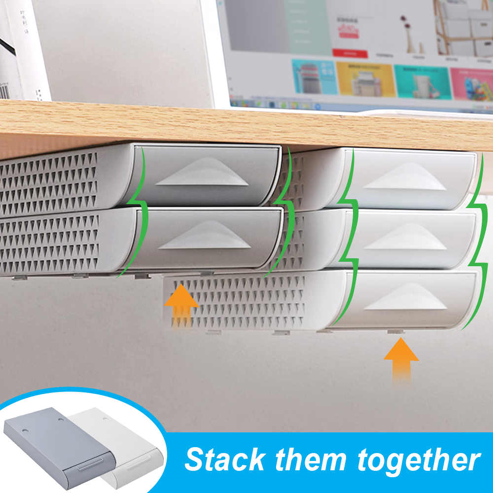 STACKABLE Under Desk Drawer Organizer Storage