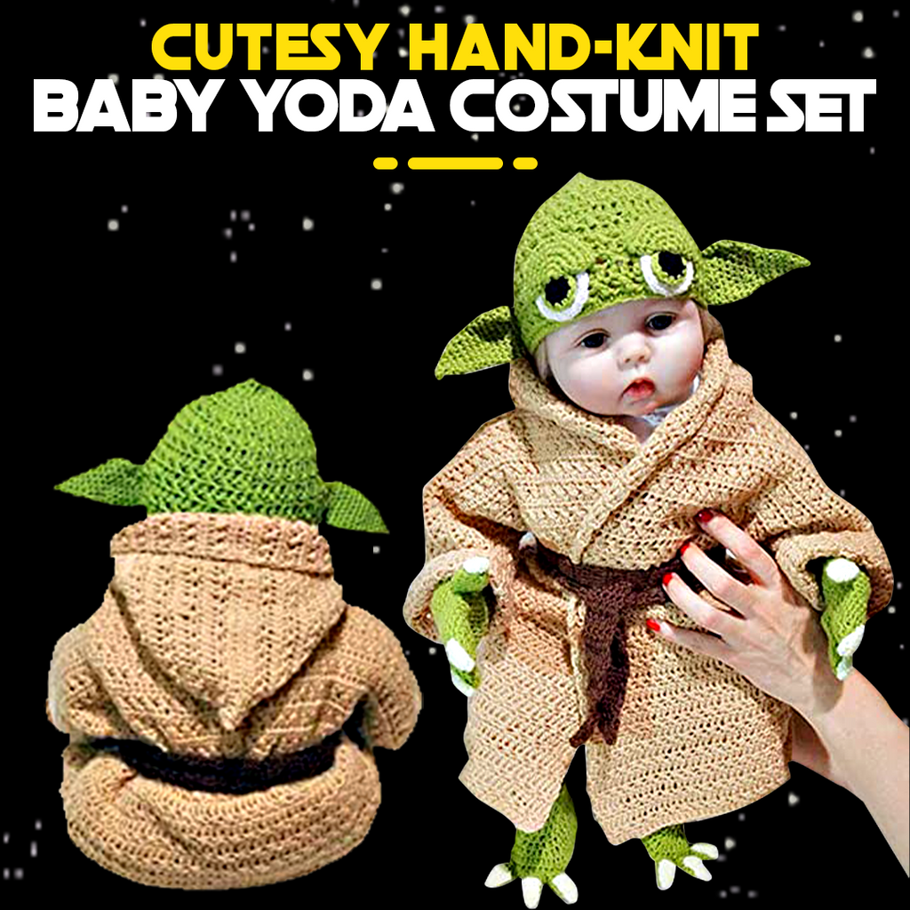 Cutesy Hand-Knit Baby Yoda Costume Set (0-6 Months)