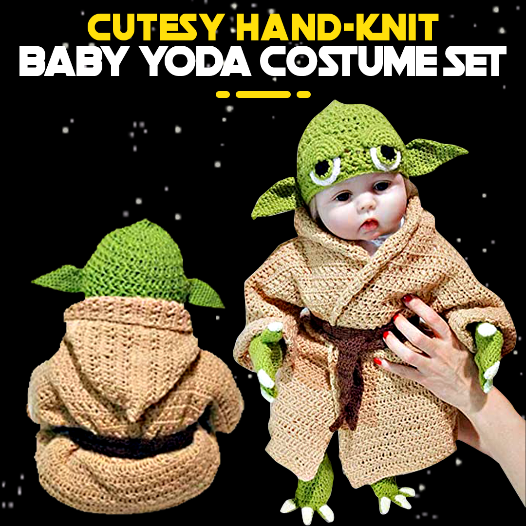 Cutesy Hand-Knit Baby Yoda Costume Set (0-6 Months)