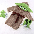 Cutesy Hand-Knit Baby Yoda Costume Set (0-6 Months)