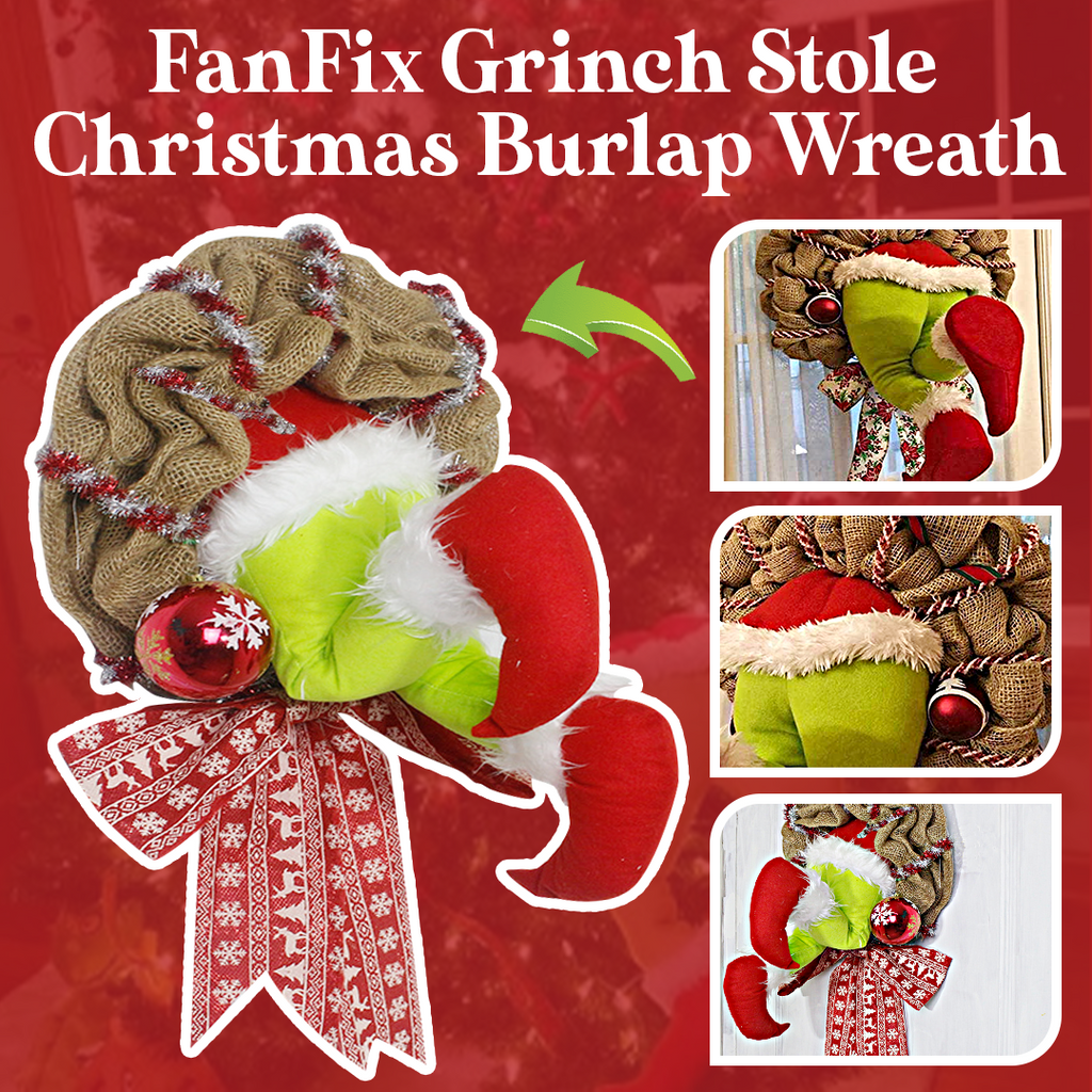 FanFix Grinch Stole Christmas Burlap Wreath