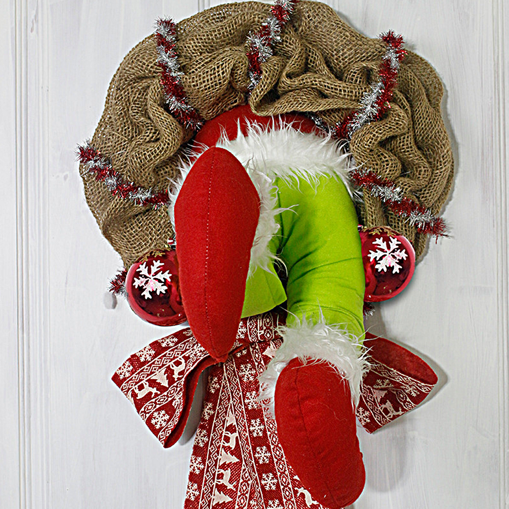 FanFix Grinch Stole Christmas Burlap Wreath