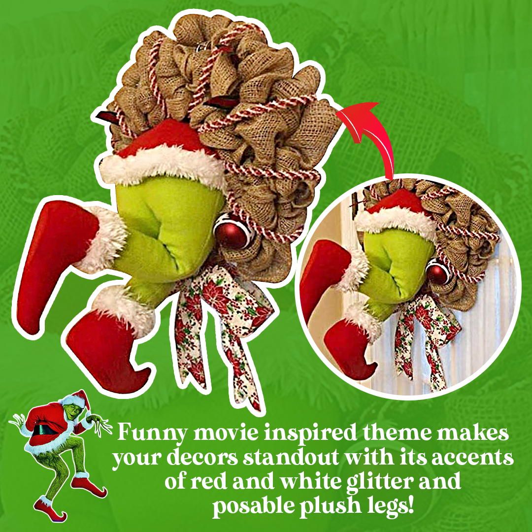 FanFix Grinch Stole Christmas Burlap Wreath