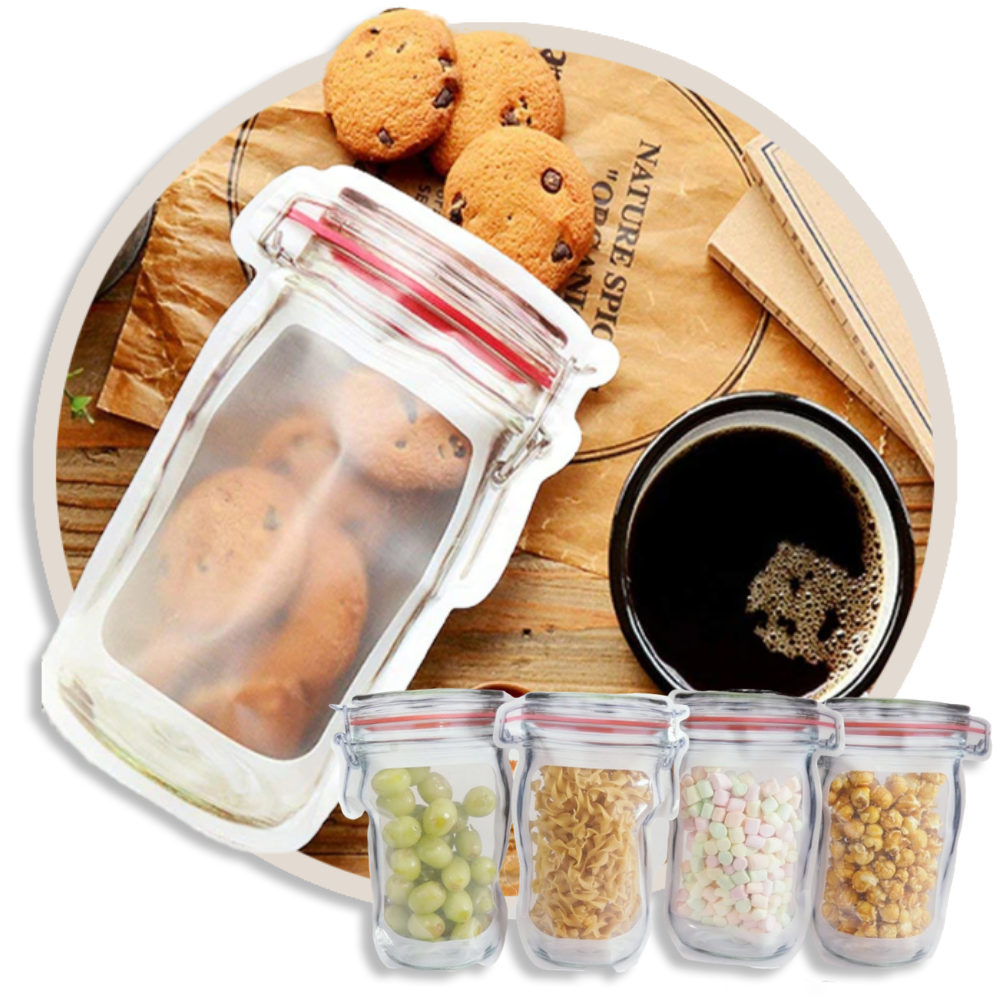 Reusable Mason Jar Style Zipper Sealed Storage Bags