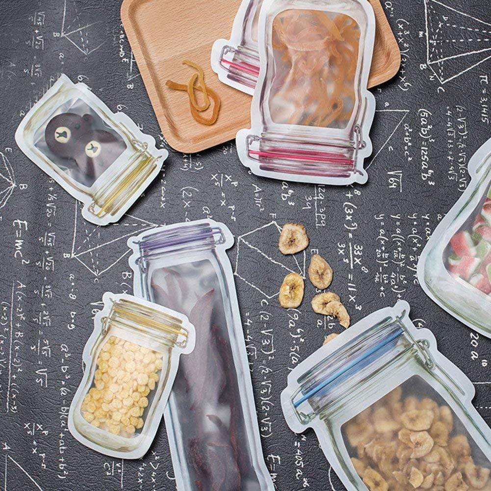 Reusable Mason Jar Style Zipper Sealed Storage Bags