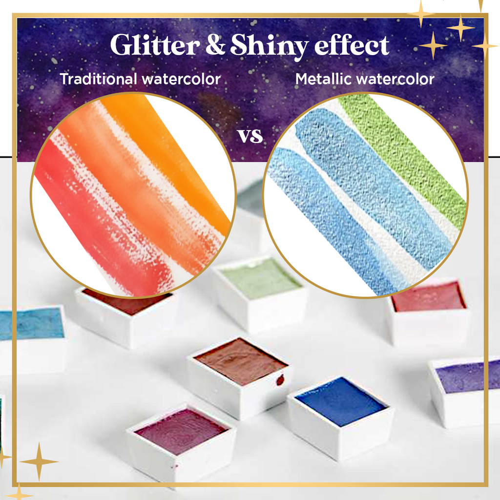 GlitterArt 12 Colors Metallic Watercolor Paint Set