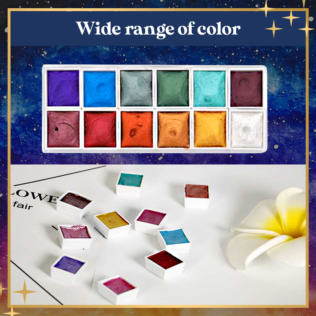 GlitterArt 12 Colors Metallic Watercolor Paint Set