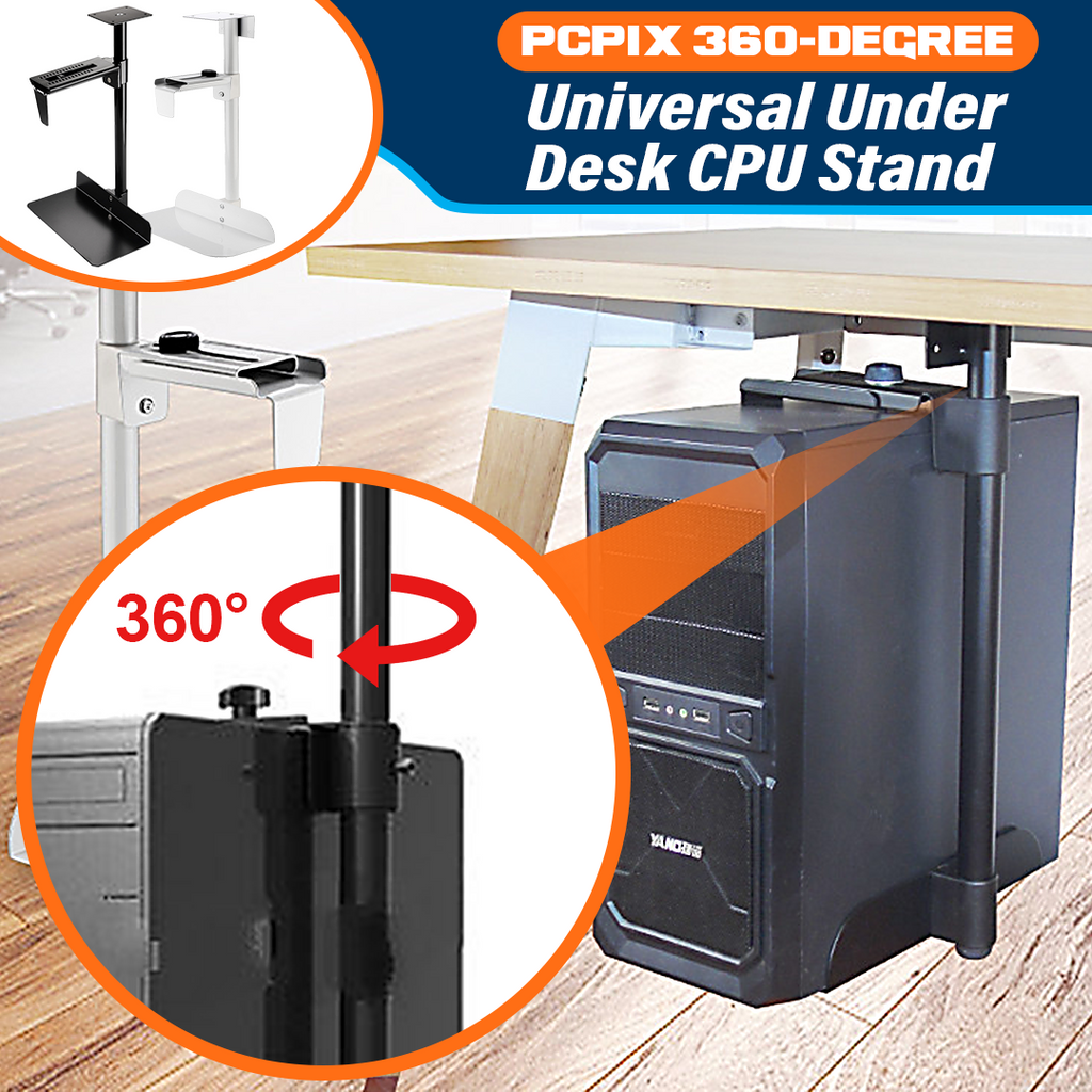 PCPix 360-Degree Universal Under Desk CPU Stand