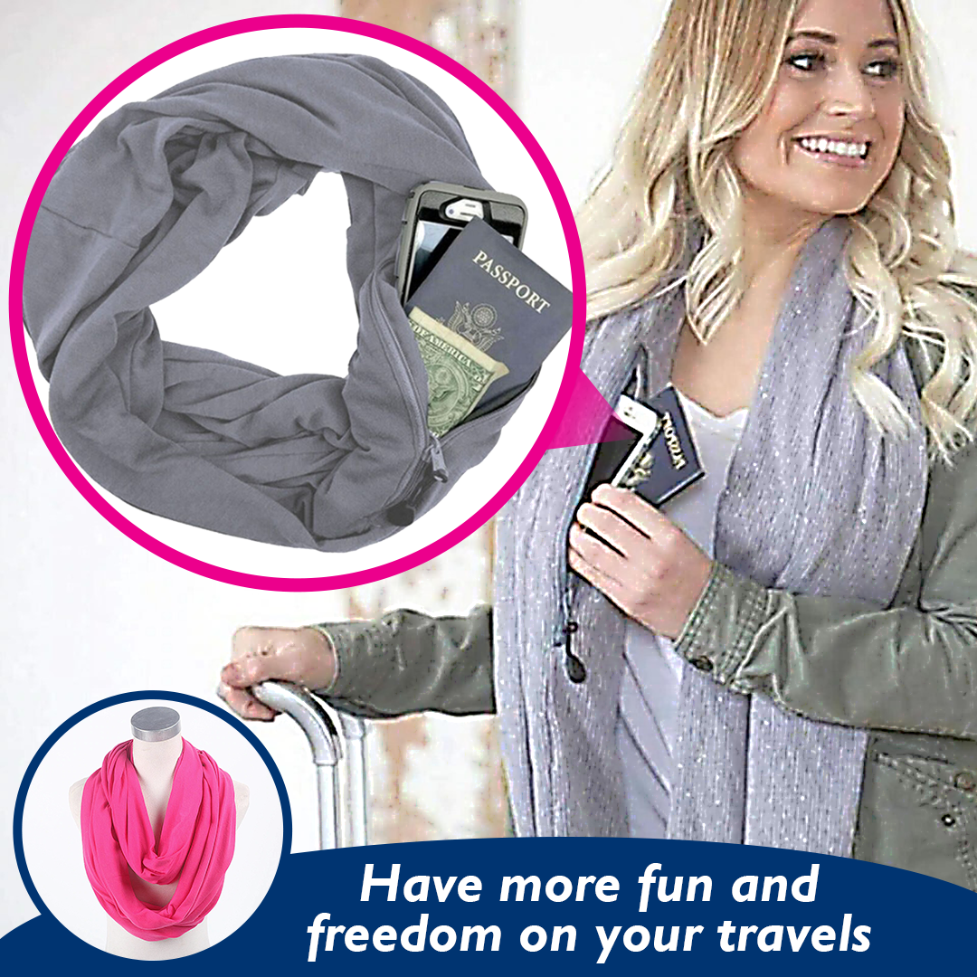 PoshSecret Travel Infinity Scarf With Secret Pockets