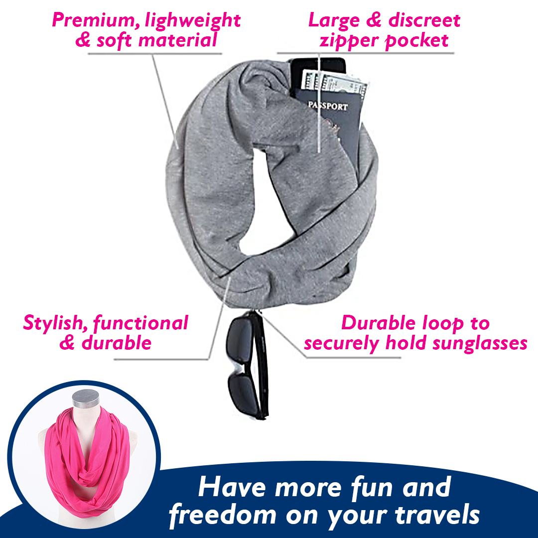 PoshSecret Travel Infinity Scarf With Secret Pockets