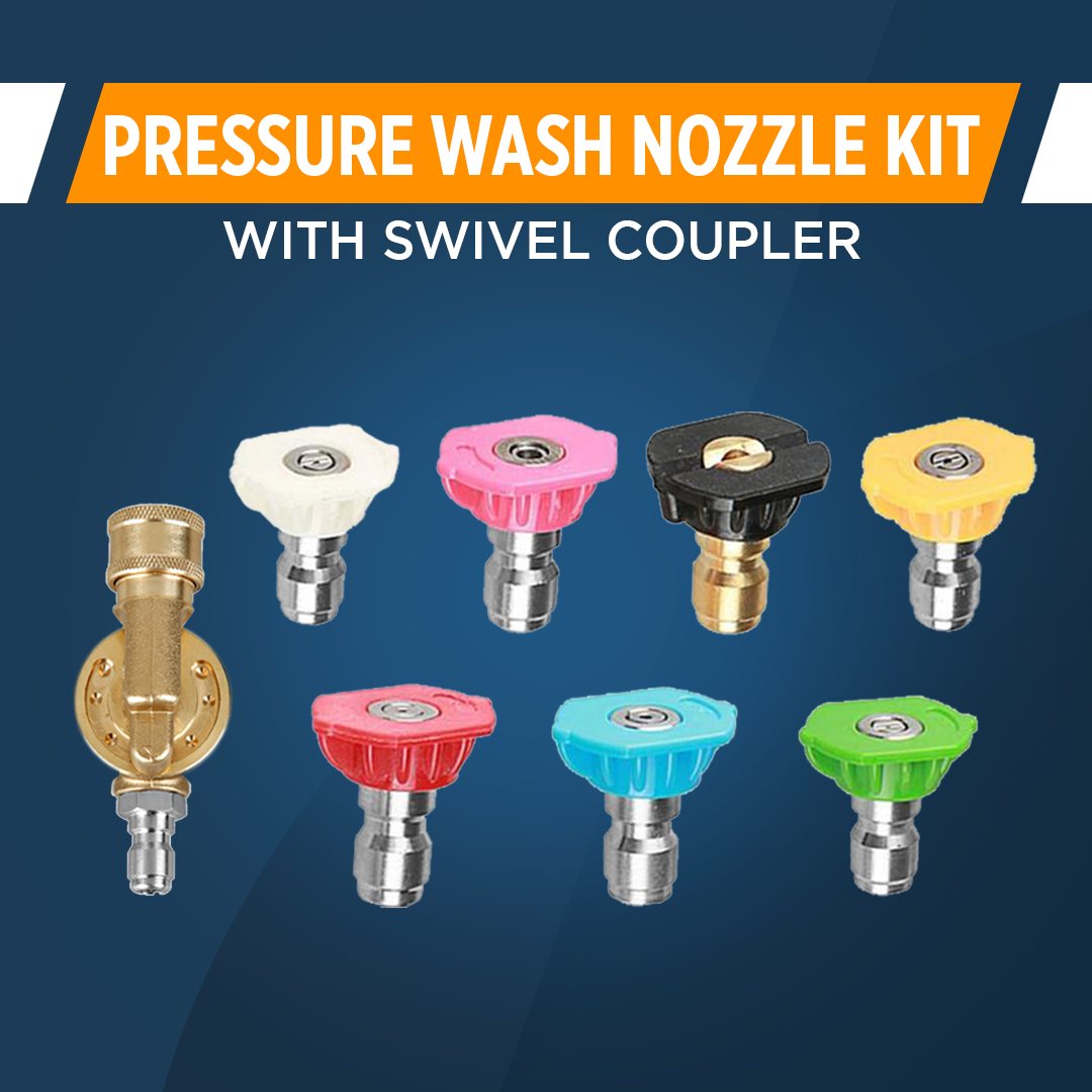 Pressure Wash Nozzle Kit with Swivel Coupler