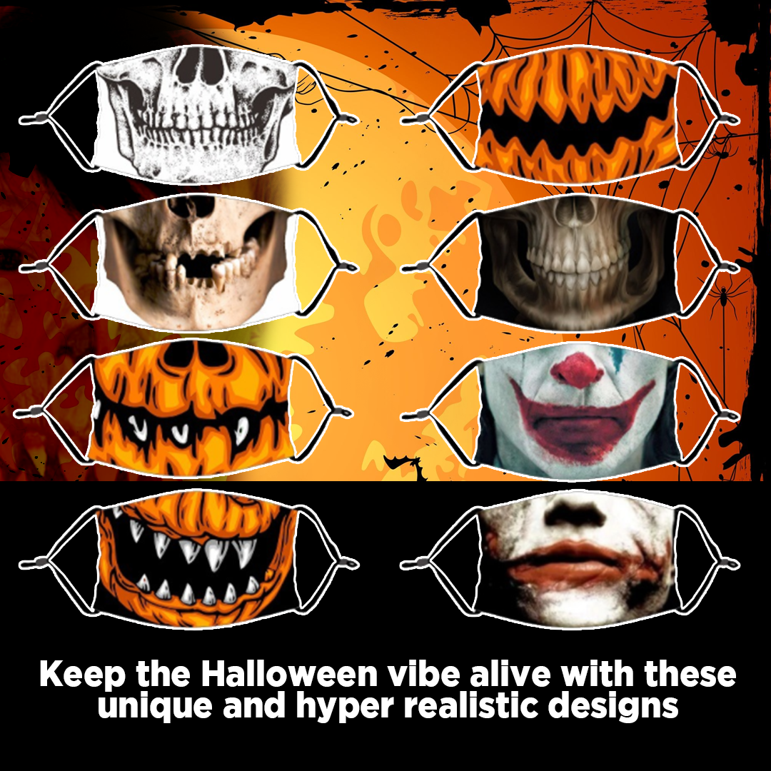 Reusable Halloween Face Mask with Activated Carbon Filter