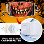 Reusable Halloween Face Mask with Activated Carbon Filter