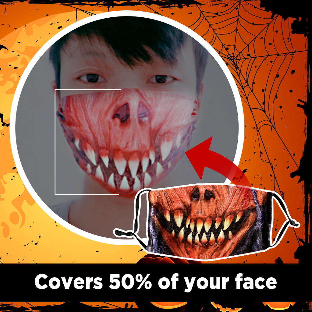 Reusable Halloween Face Mask with Activated Carbon Filter