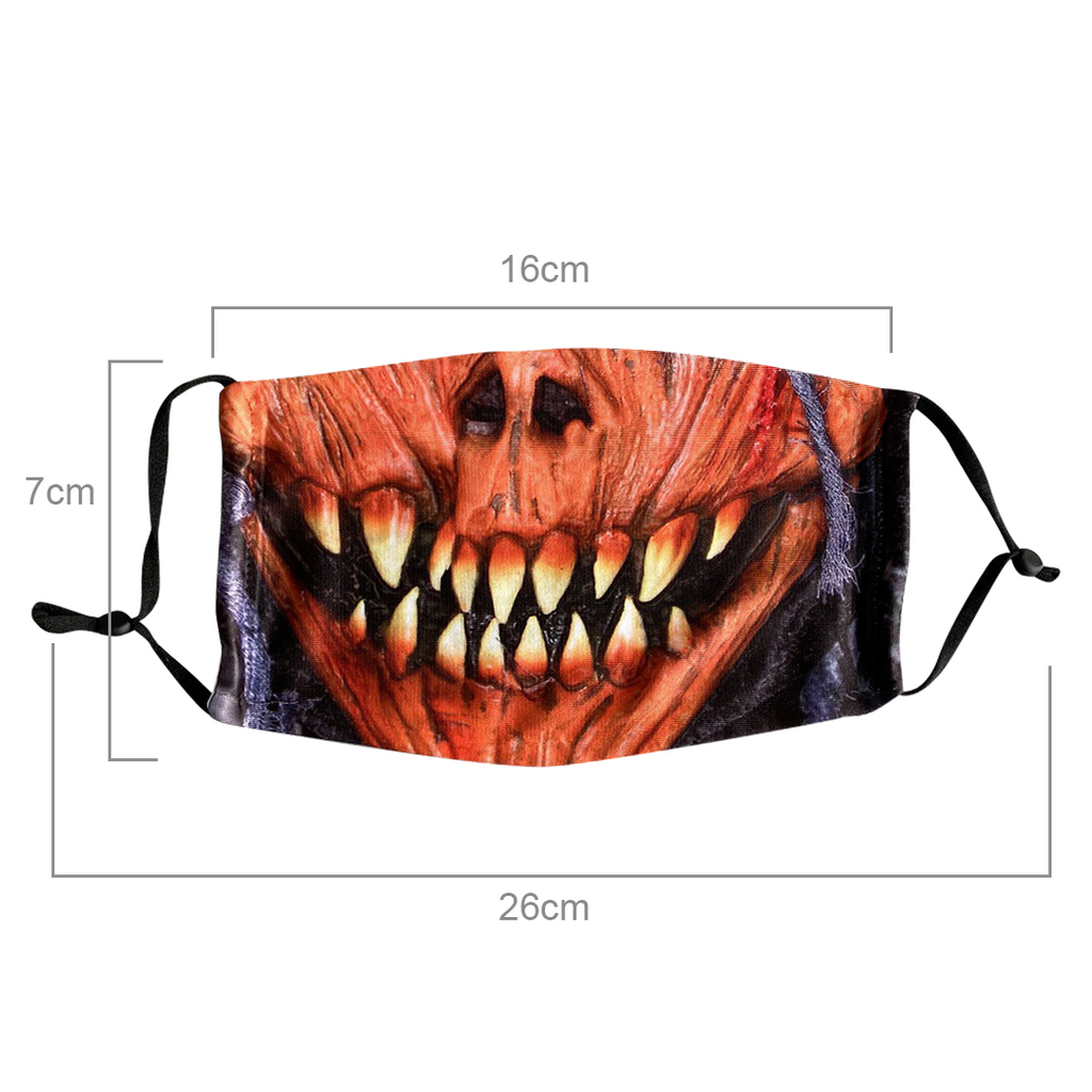 Reusable Halloween Face Mask with Activated Carbon Filter
