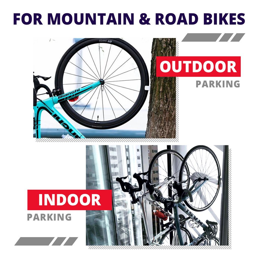 Space Saving Bike Wall Mount with Helmet Hanger