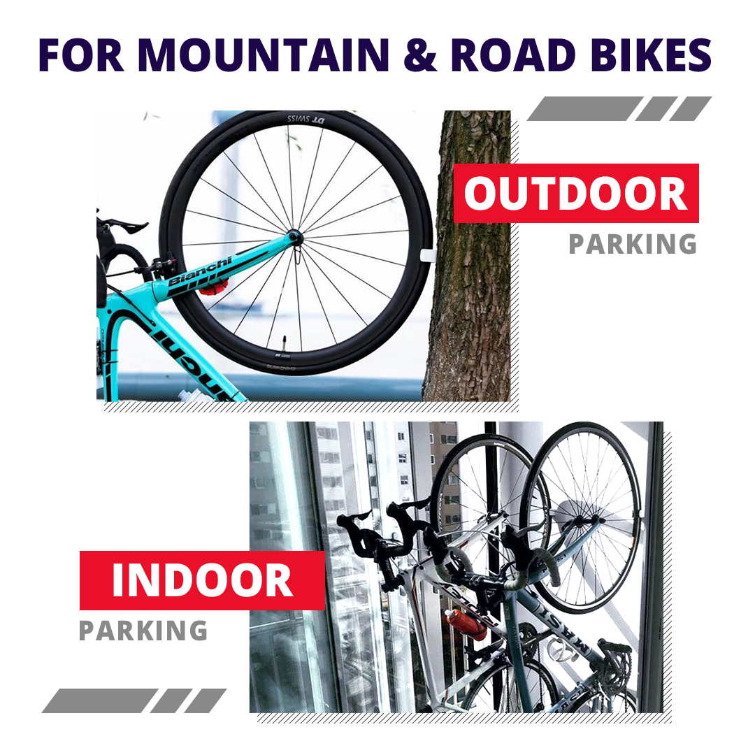 Space Saving Bike Wall Mount with Helmet Hanger