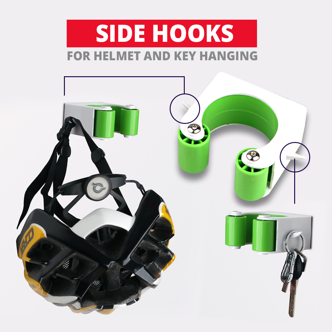 Space Saving Bike Wall Mount with Helmet Hanger