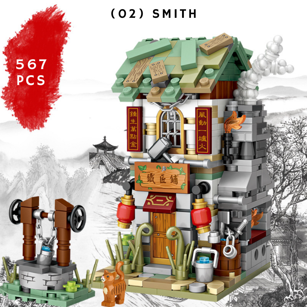 Asian-Themed Assembled Building Blocks