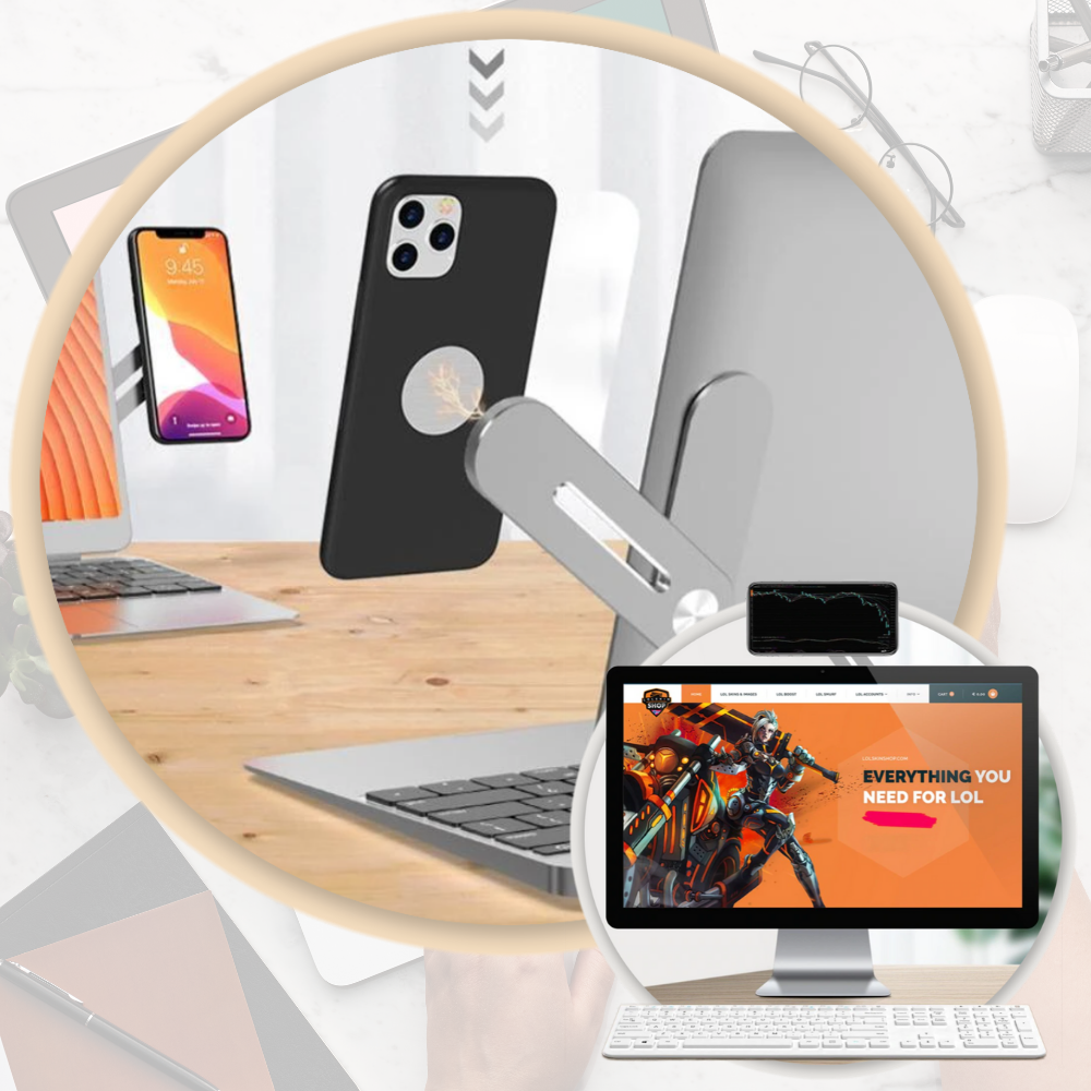 SmartHold™ Dual Monitor Magnetic Side-Mount Clip & Phone Holder