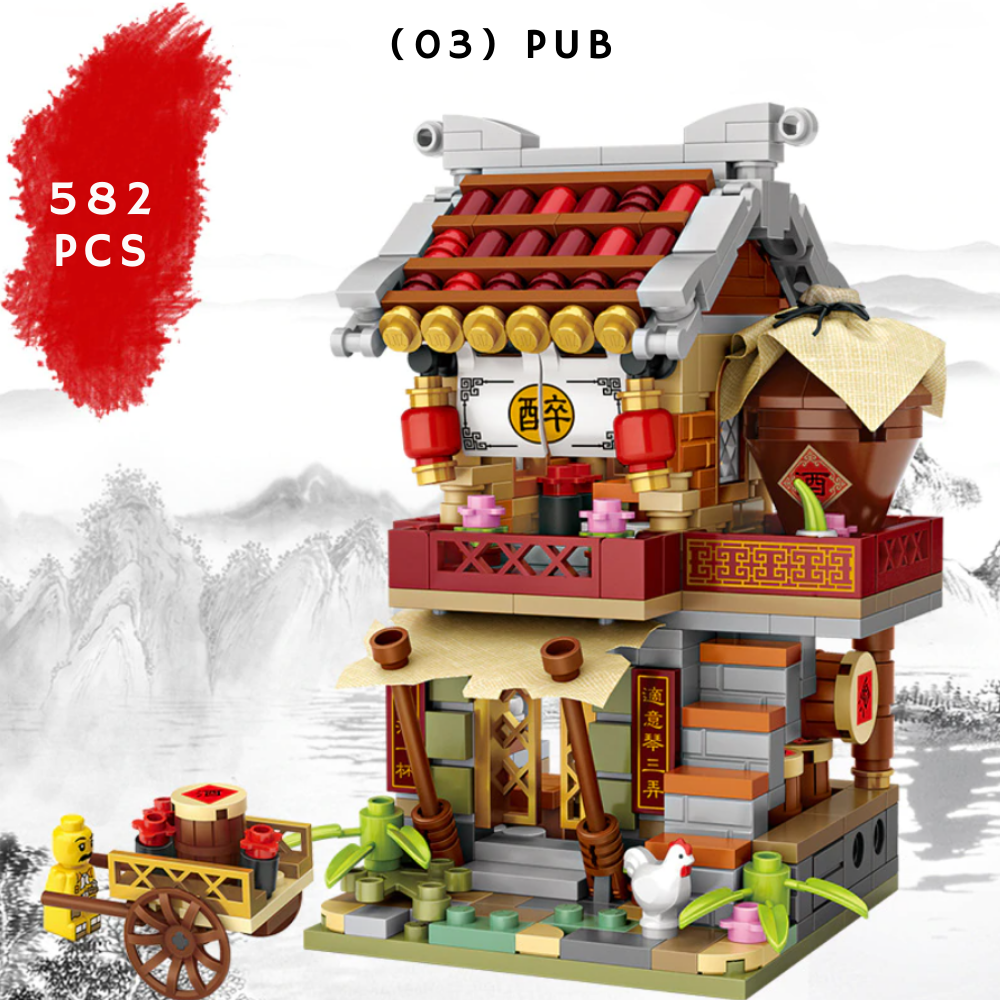 Asian-Themed Assembled Building Blocks