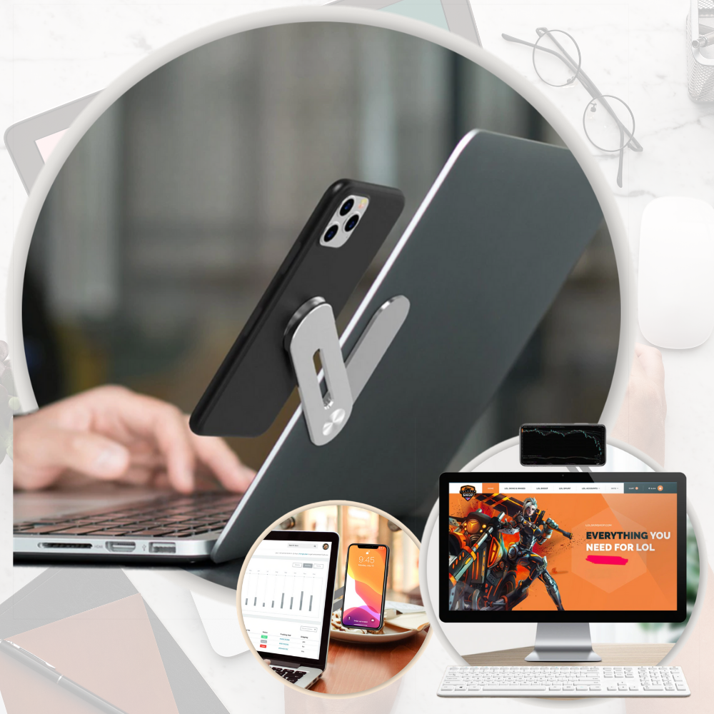 SmartHold™ Dual Monitor Magnetic Side-Mount Clip & Phone Holder