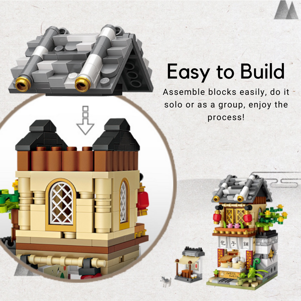 Asian-Themed Assembled Building Blocks