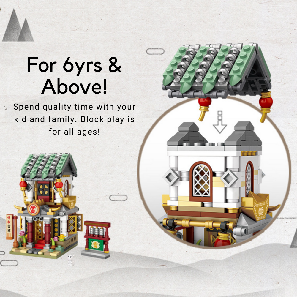 Asian-Themed Assembled Building Blocks
