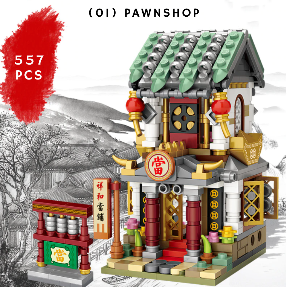 Asian-Themed Assembled Building Blocks