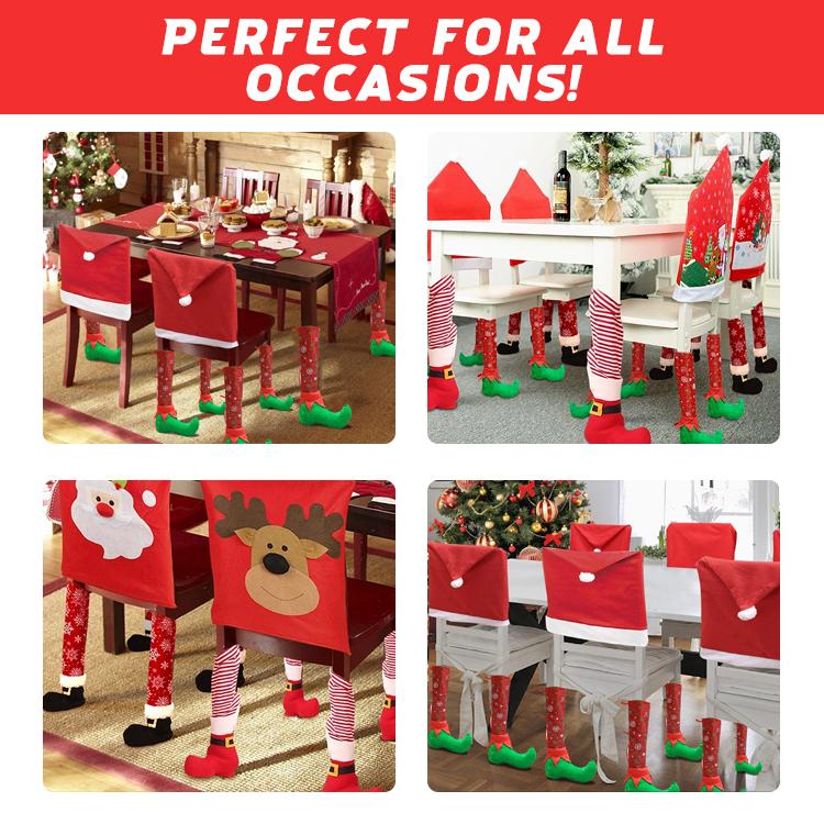 JollyMiinx Christmas Table Chair Leg Cover