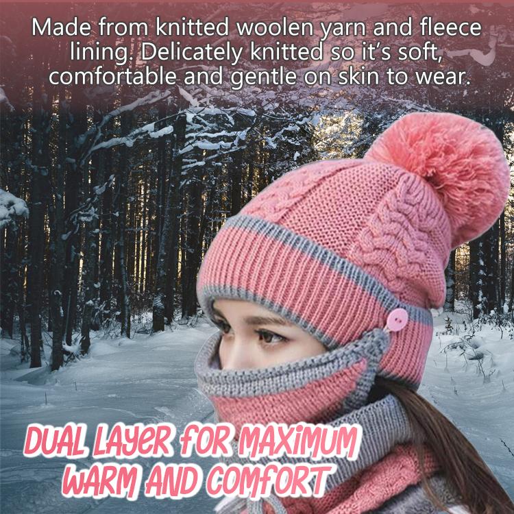 MaxCold 3PC Women’s Knitted Winter Scarf Set