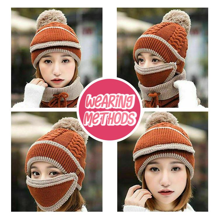 MaxCold 3PC Women’s Knitted Winter Scarf Set